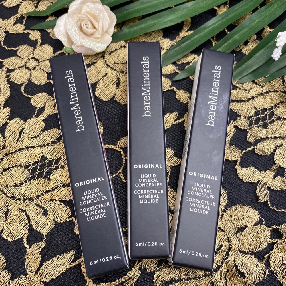 New Lot of 3 Bare Minerals Liquid Mineral Concealer Dark/Deep 5.5N NEW